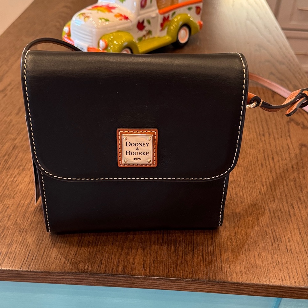 Dooney & Bourke Black Crossbody Bag with Tan Accents